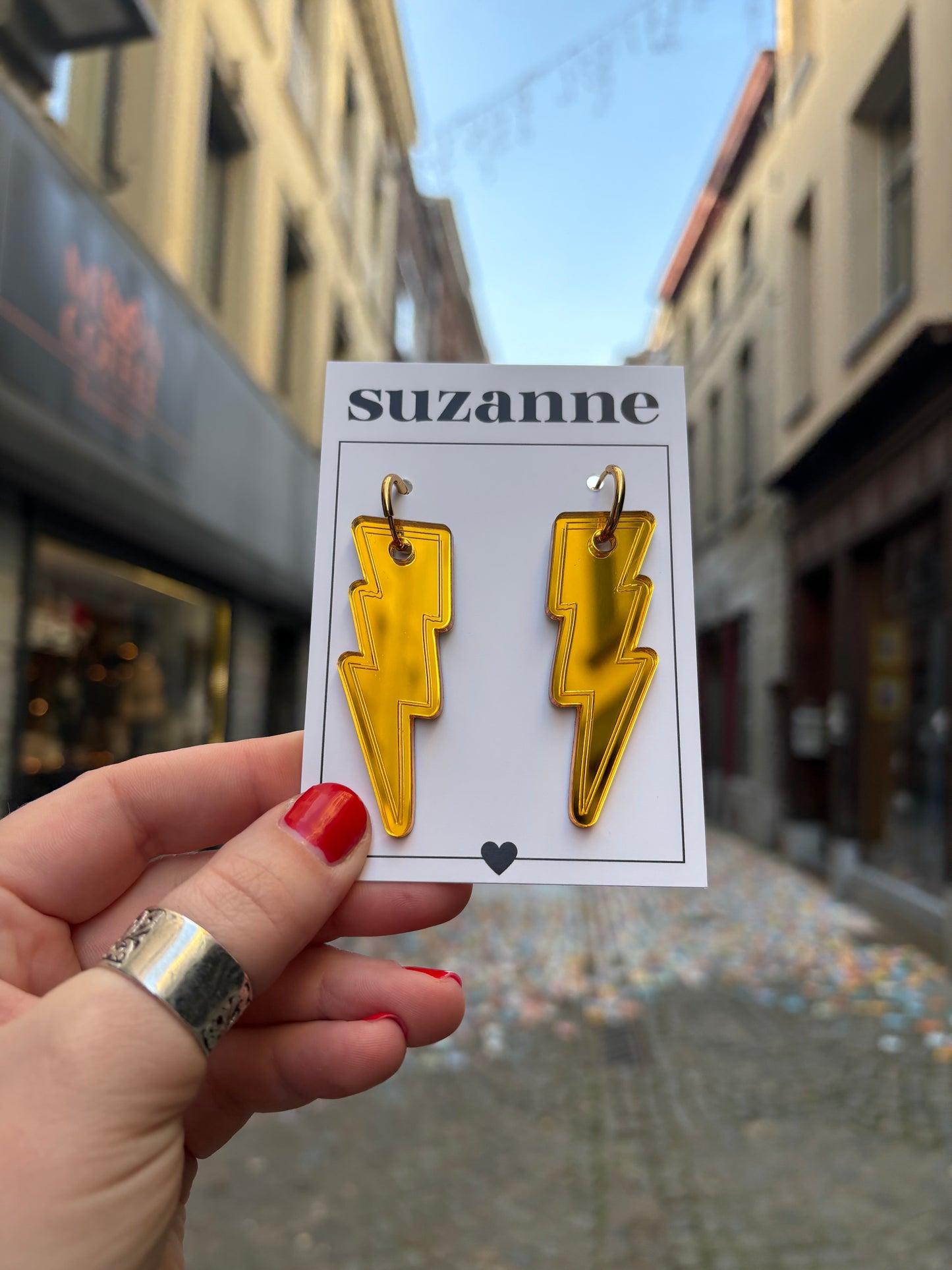 BOUCLES ÉCLAIR MIROIR OR