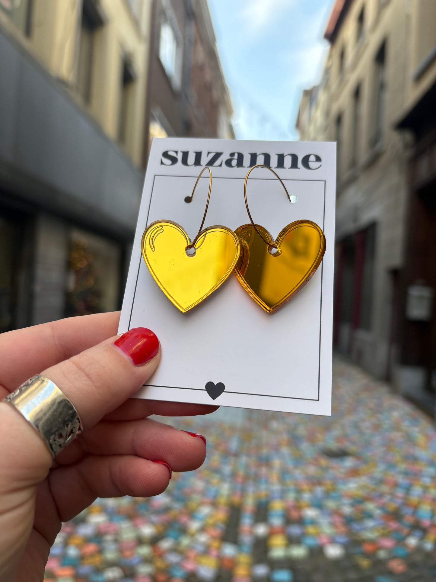 CRÉOLES COEUR MIROIR OR